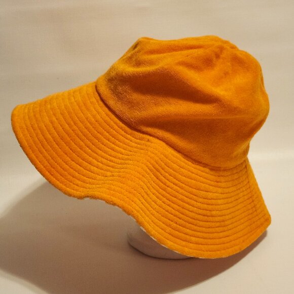 FUN MUDD Headware Orange and White Sun Hat Bucket Hat Wide Brim OS Terrycloth - Picture 4 of 8